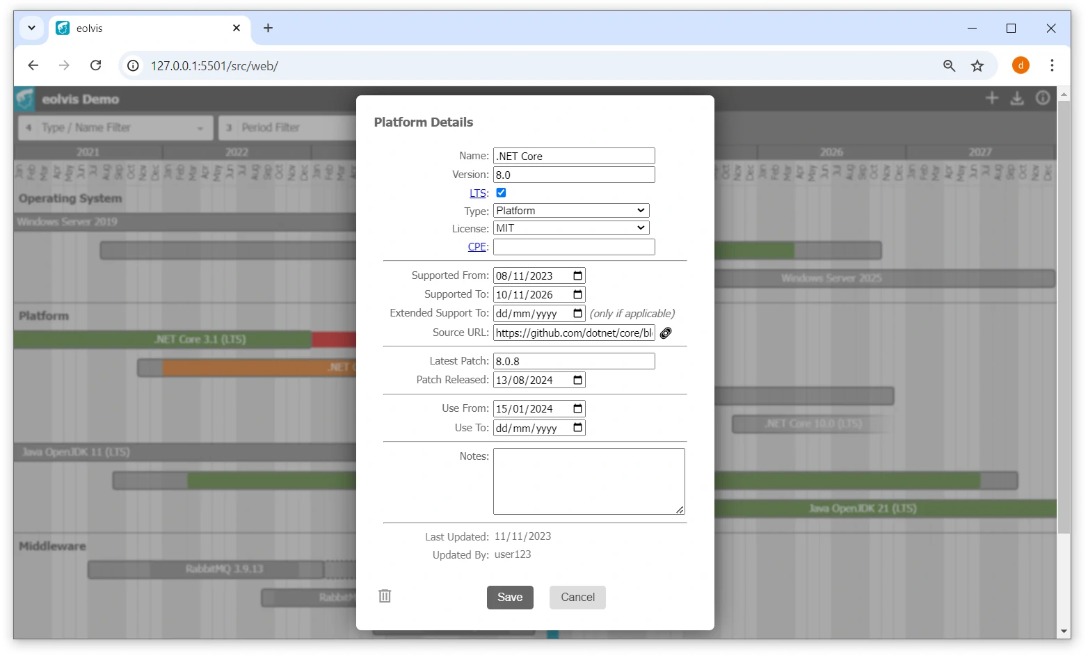 eolvis Data Entry Form